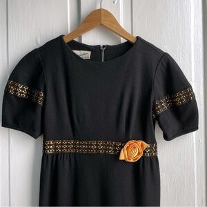 Vintage 60’s Pacemaker Juniors Black Dress with Rosette Accent